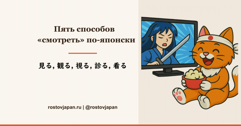 Пять иероглифов みる в японском — смотреть, наблюдать, осматривать